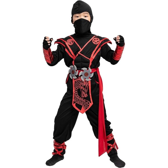 Spooktacular Creations Red Dragon Child's Ninja Halloween Costume, Large - Picture 1 of 7